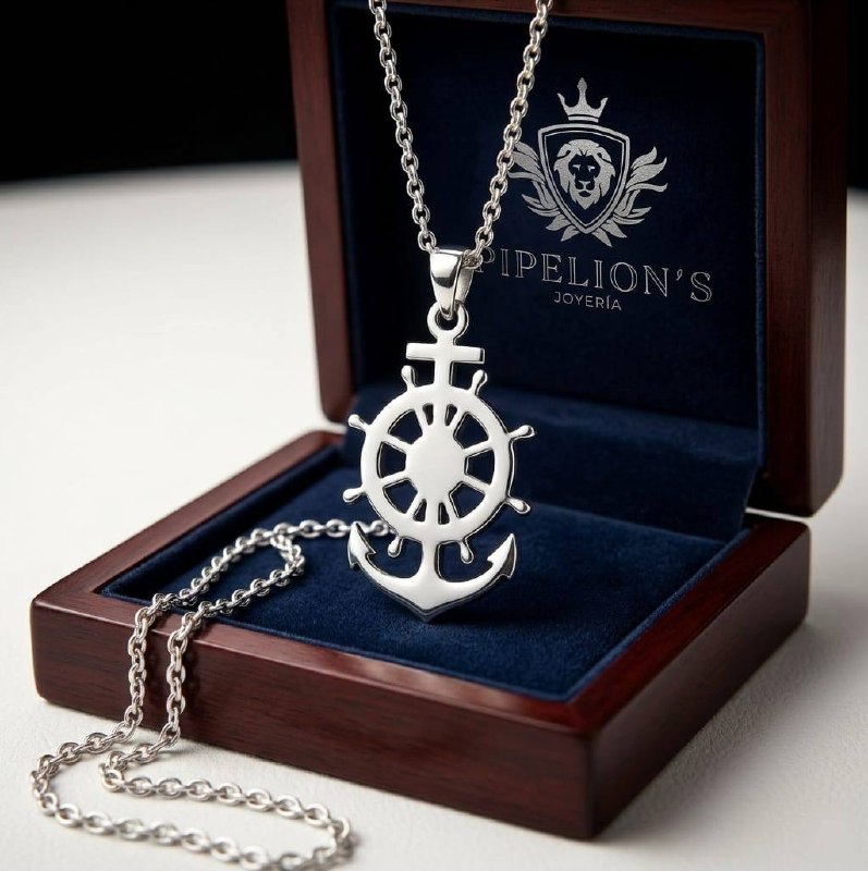 Collar ancla náutico en estuche madera